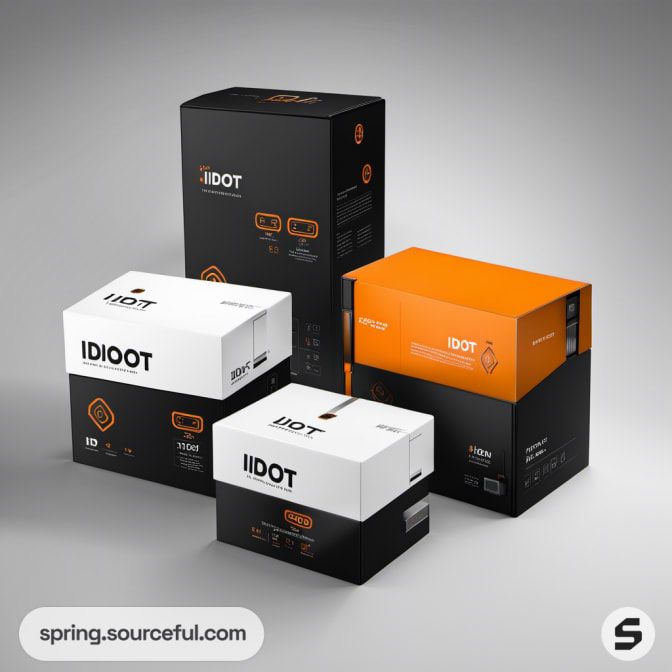 Various smart product packaging with orange accents.