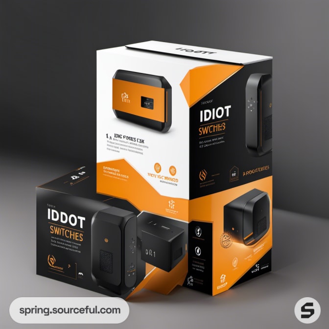 Smart switches packaging in black and orange.