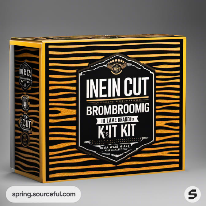 Bold tiger pattern packaging for a men's grooming kit.