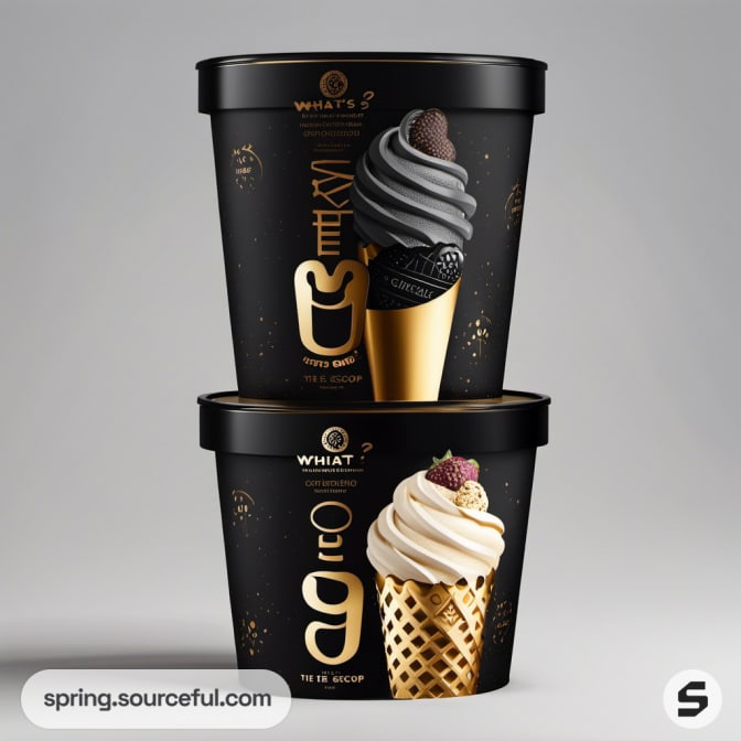 Two black tubs with intricate gold and dessert imagery.