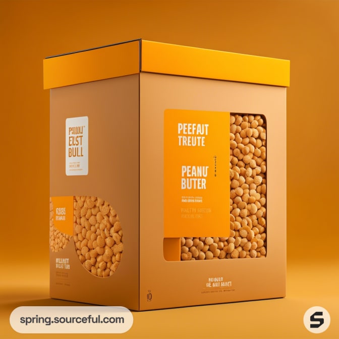 Large peanut butter box with transparent window.