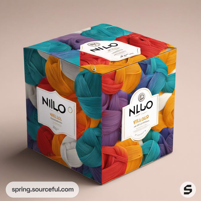 Colorful braided pattern box with 'NILOO' logo on a neutral background.