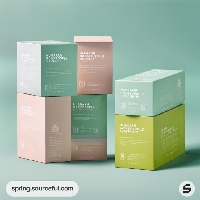 Stack of pastel boxes with varying colors and sizes.