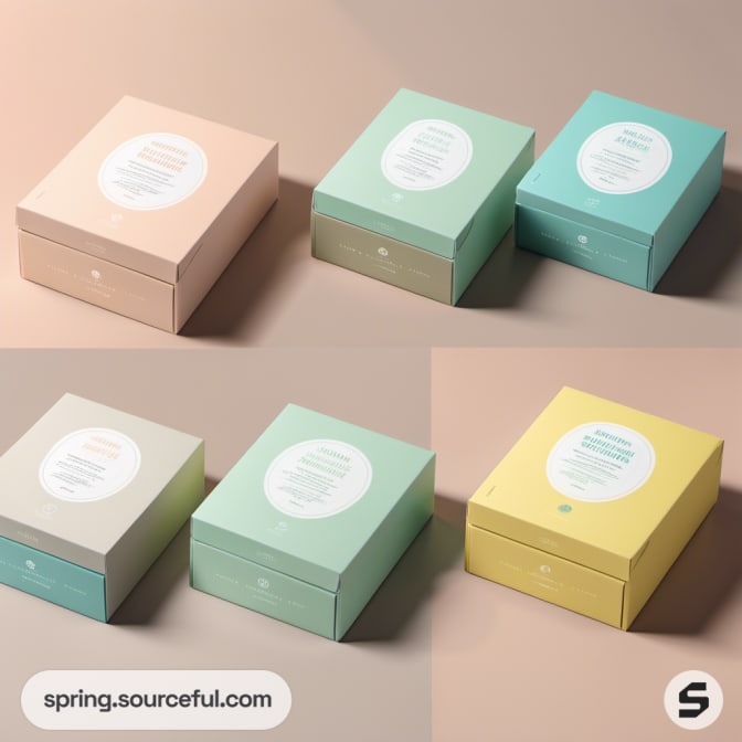 Four square boxes in muted pastels with rounded labels.