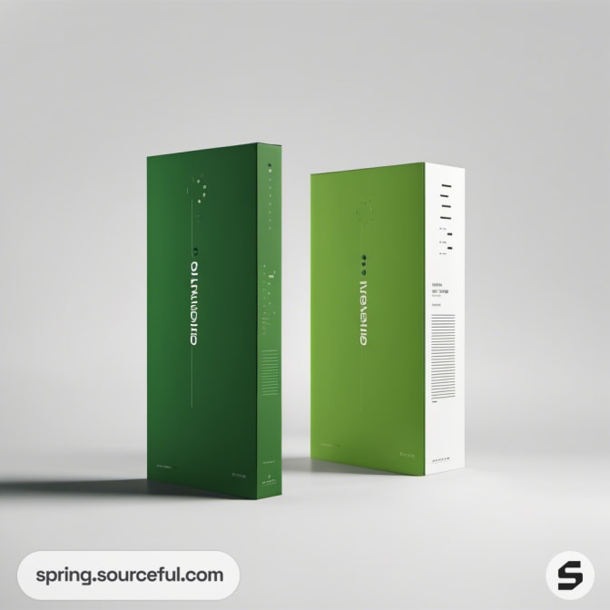 Two sleek green boxes with simple text on a light background.