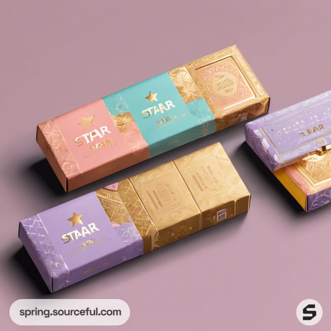 Luxurious candy bar boxes with gold accents