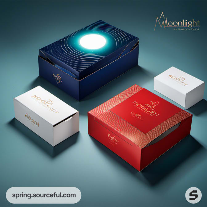 Blue and red boxes with concentric circle designs, labeled 'Moonlight'.