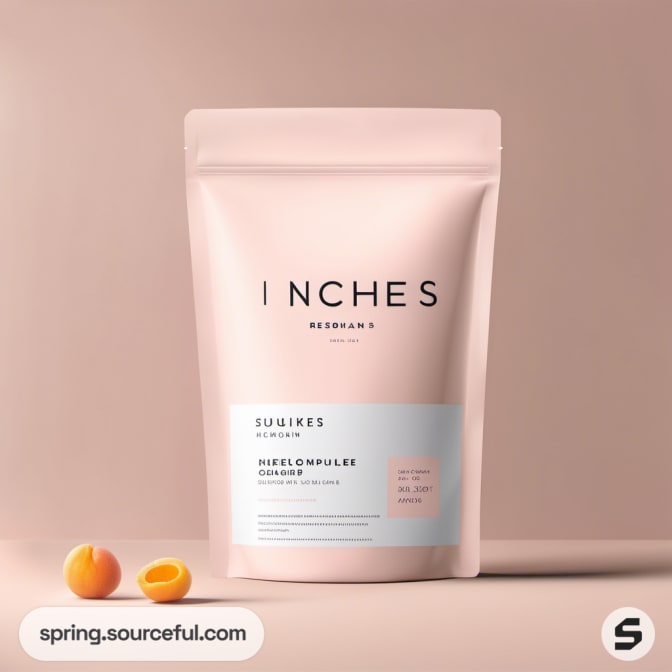 Peach resealable pouch with apricots, sleek label design.