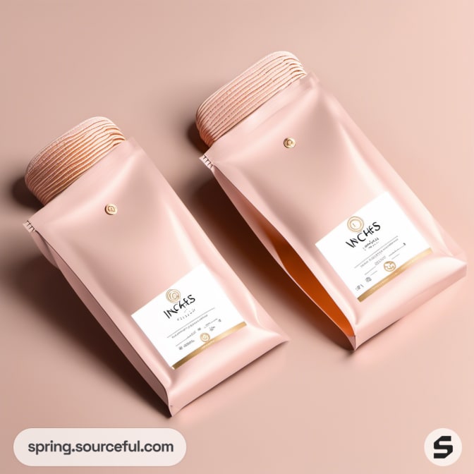 Two pink matte pouches with minimalist design.