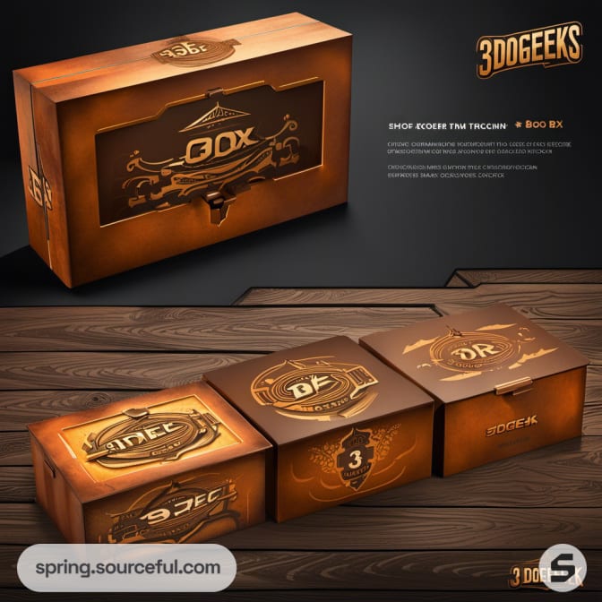 Orange rectangular box with ornate designs and product description.