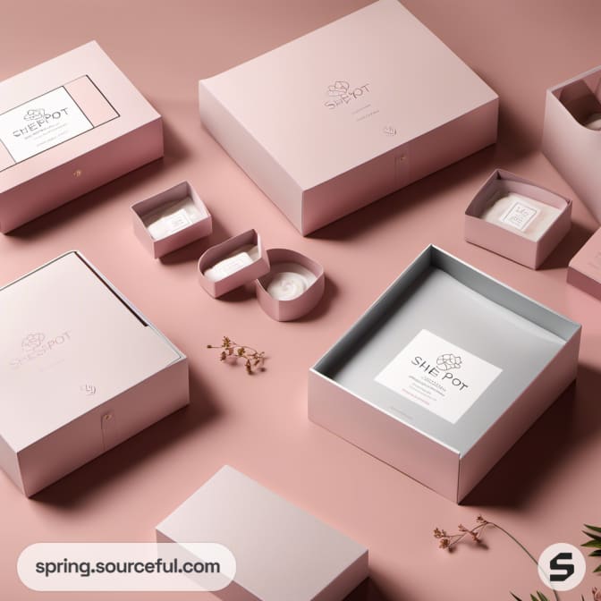 Open pink box showing skincare product inside.