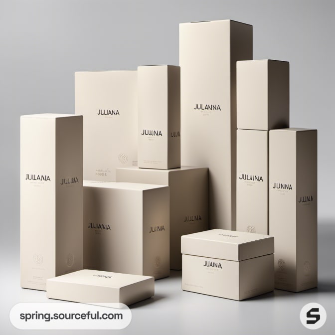 Variety of beige boxes with minimal design.