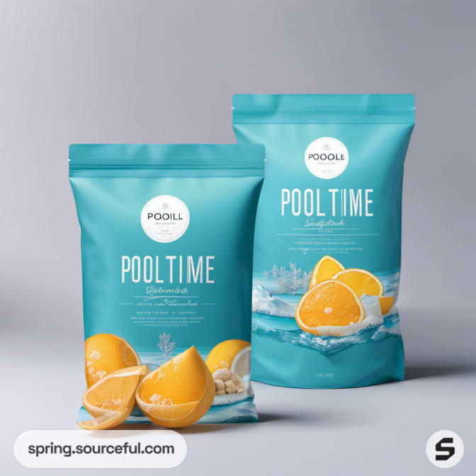 Two aqua bags with citrus graphics.