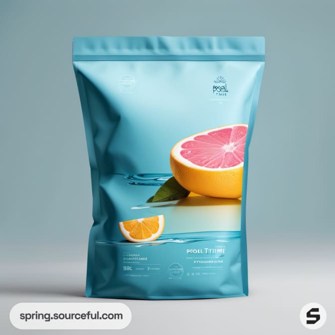 Aqua pouch featuring grapefruit and lemon slices.