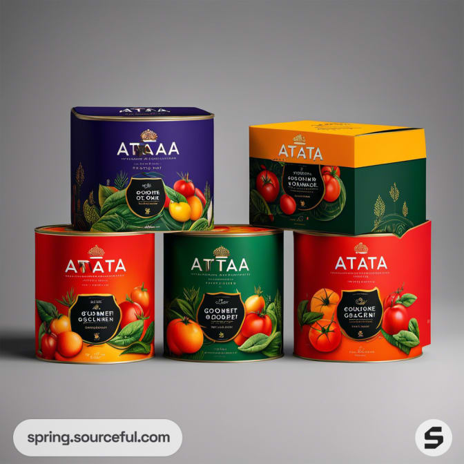 Four square vegetable-themed boxes with vibrant designs.