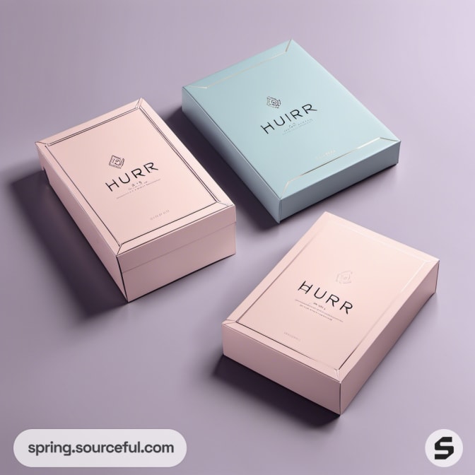 Pastel-colored rectangular boxes with minimalistic design.