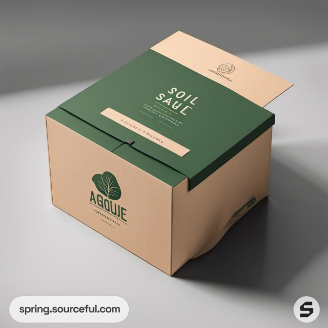Green and beige box labeled 'Soil Saule' on gray background.