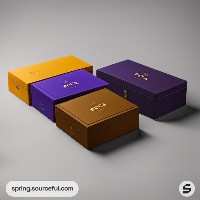 Orange and purple rectangular boxes.