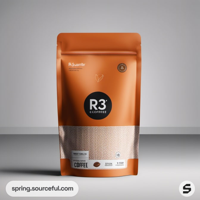 Orange resealable coffee pouch, R3 branding