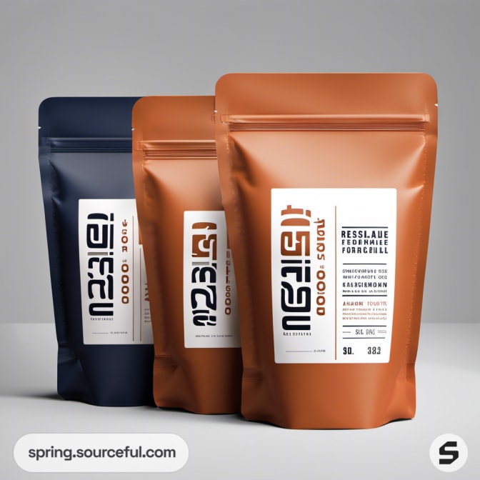 Blue and orange resealable coffee pouches
