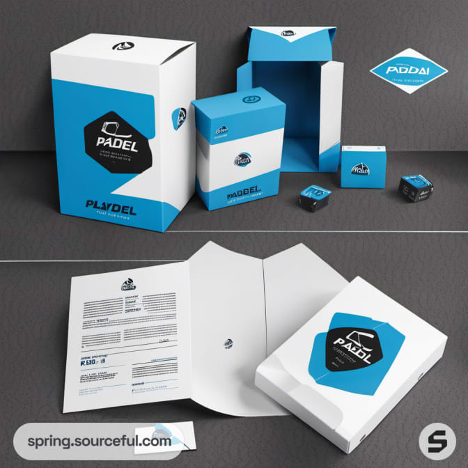 Blue and white packaging with various size boxes and booklet.