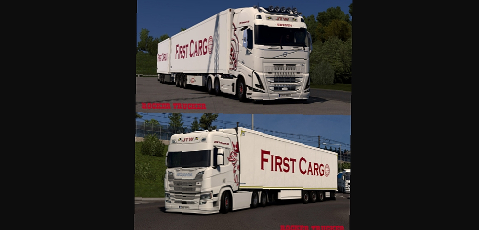 МОД First Cargo/JTW Transport AB Skin Pack v1.0 ДЛЯ EURO TRUCK SIMULATOR 2