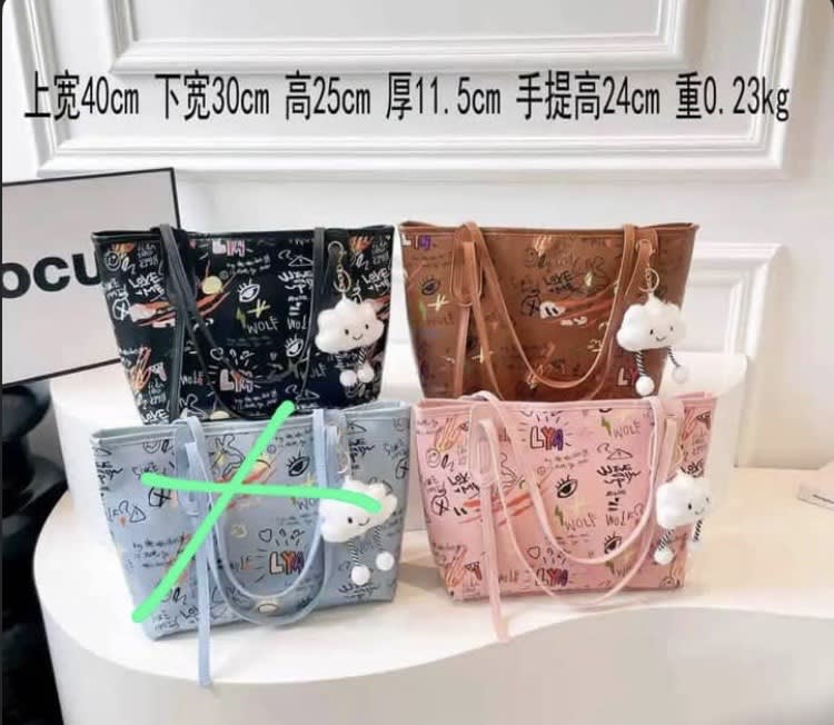 Graffiti print tote bag