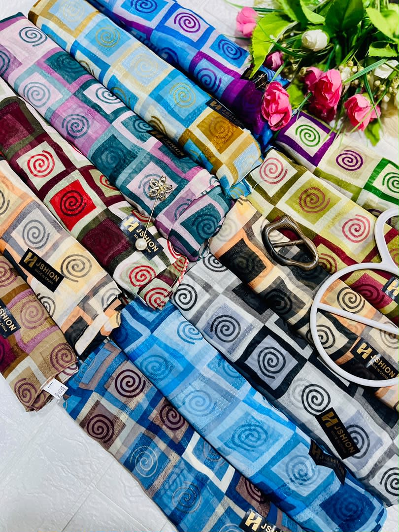 Pattern lush chiffon scarf