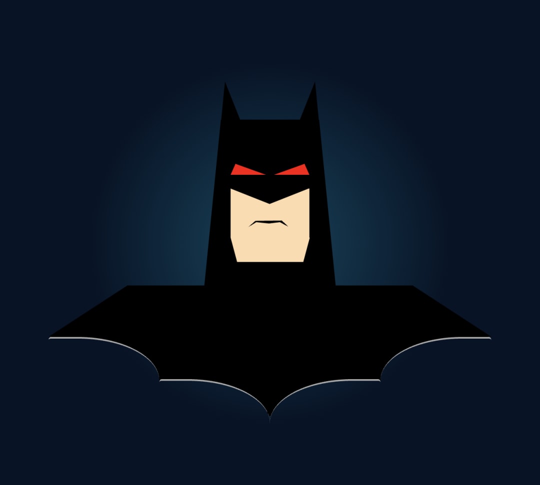 Angry Batman face with cape