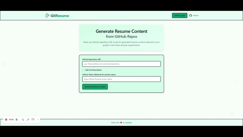 GitResume Demo