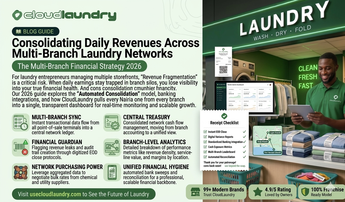 Consolidating Daily Revenues Across Multi-Branch Laundry Networks