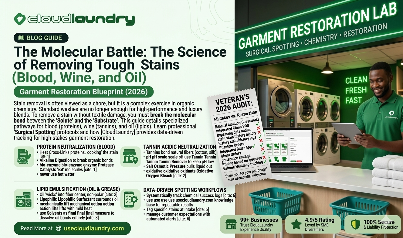 The Molecular Battle: The Science of Removing Tough Stains (Blood, Wine, and Oil)