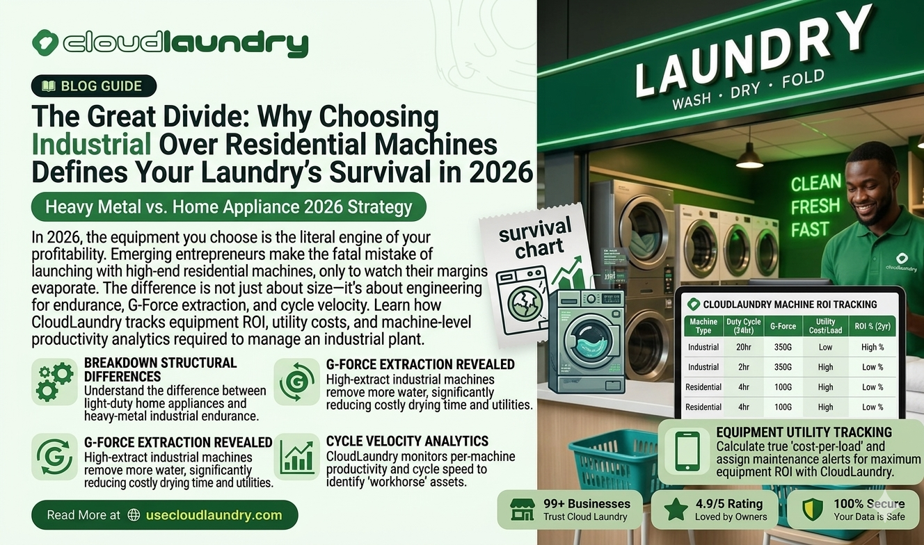 Why Choosing Industrial Over Residential Machines Defines Your Laundry’s Survival in 2026