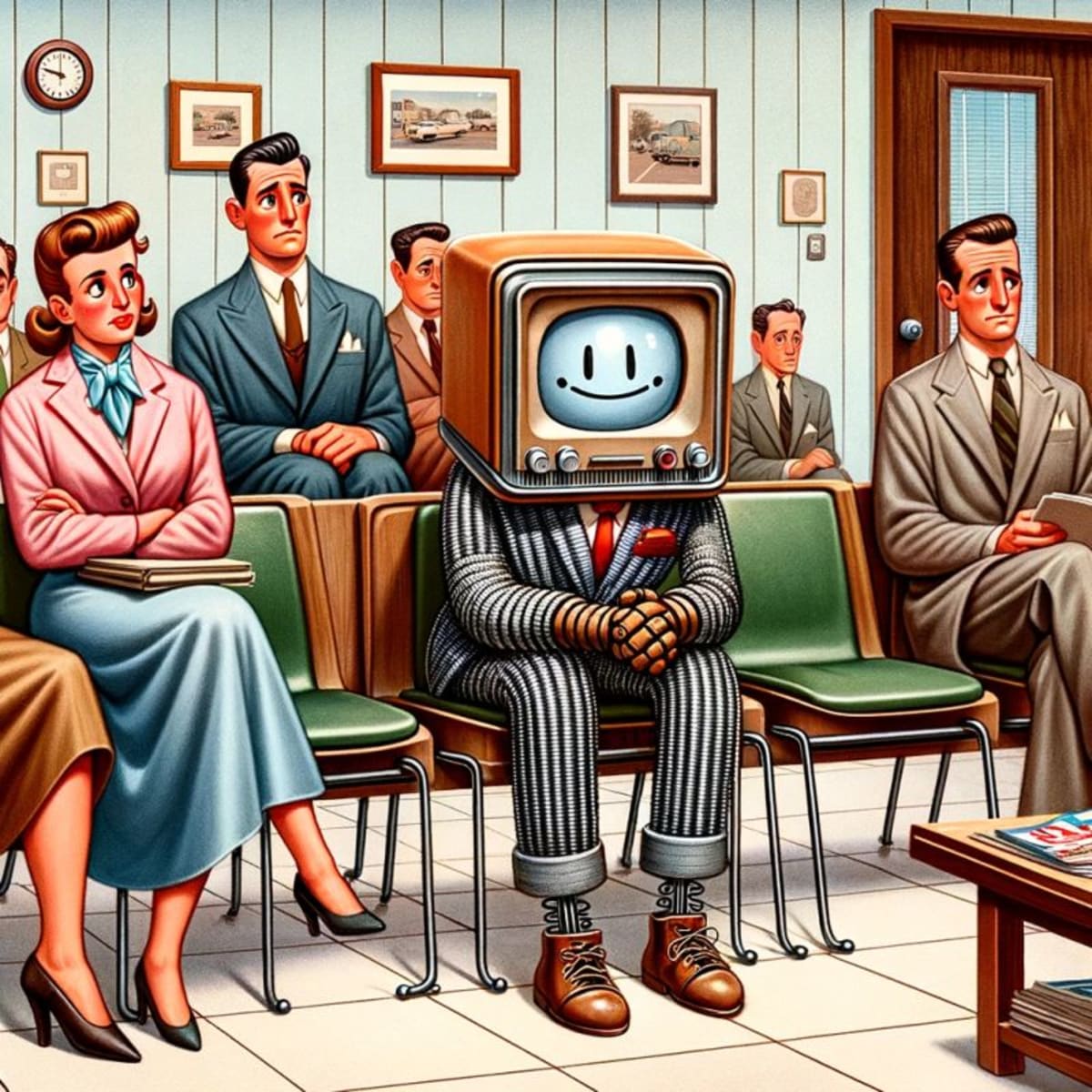A robot applies for a job