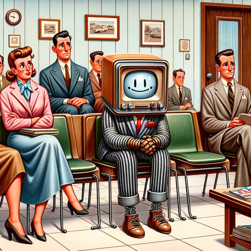A robot applies for a job