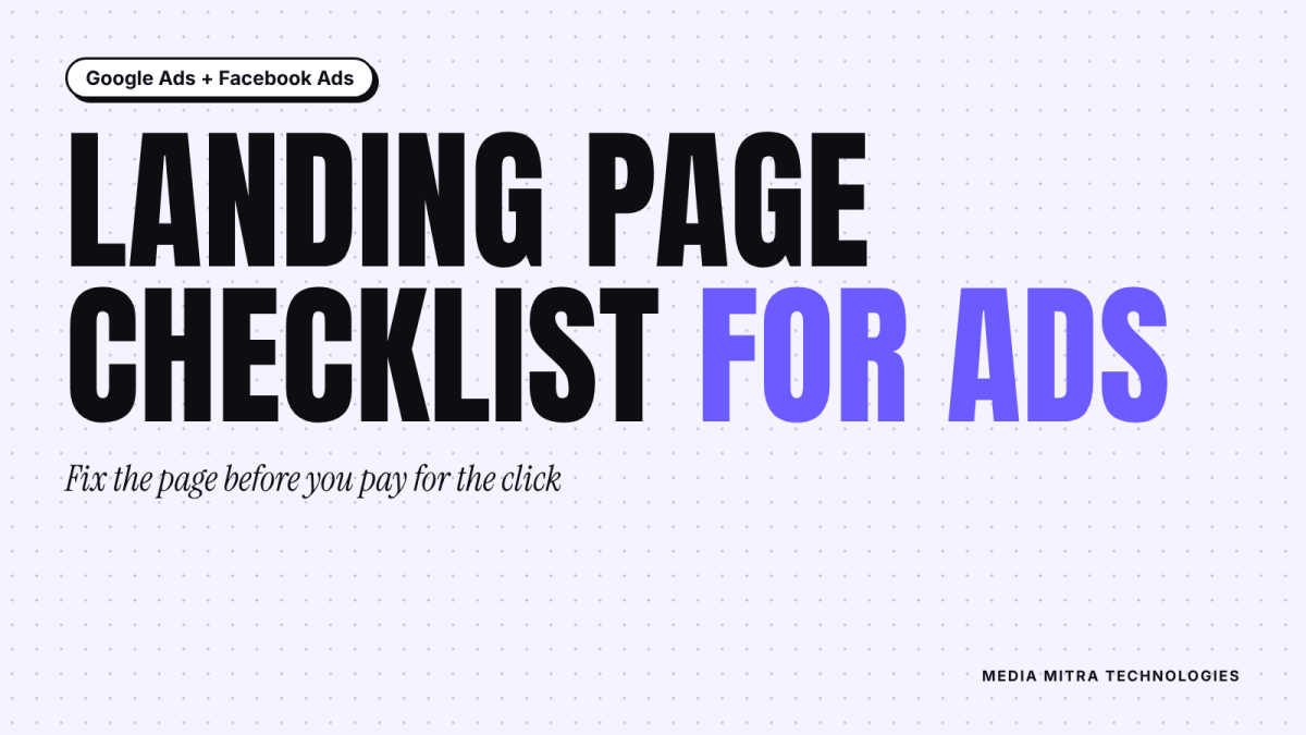 Title card reading Landing page checklist for ads: fix the page before you pay for the click