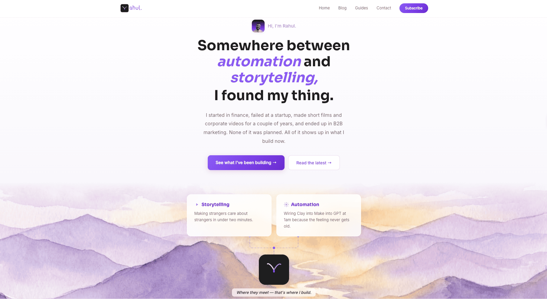 Rahul's website — built in 2 days