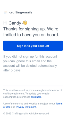 Welcome email Welcome email
