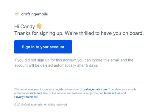 Welcome email Welcome email