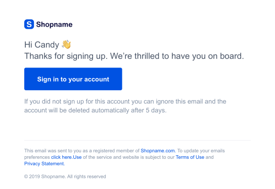 Welcome email Welcome email
