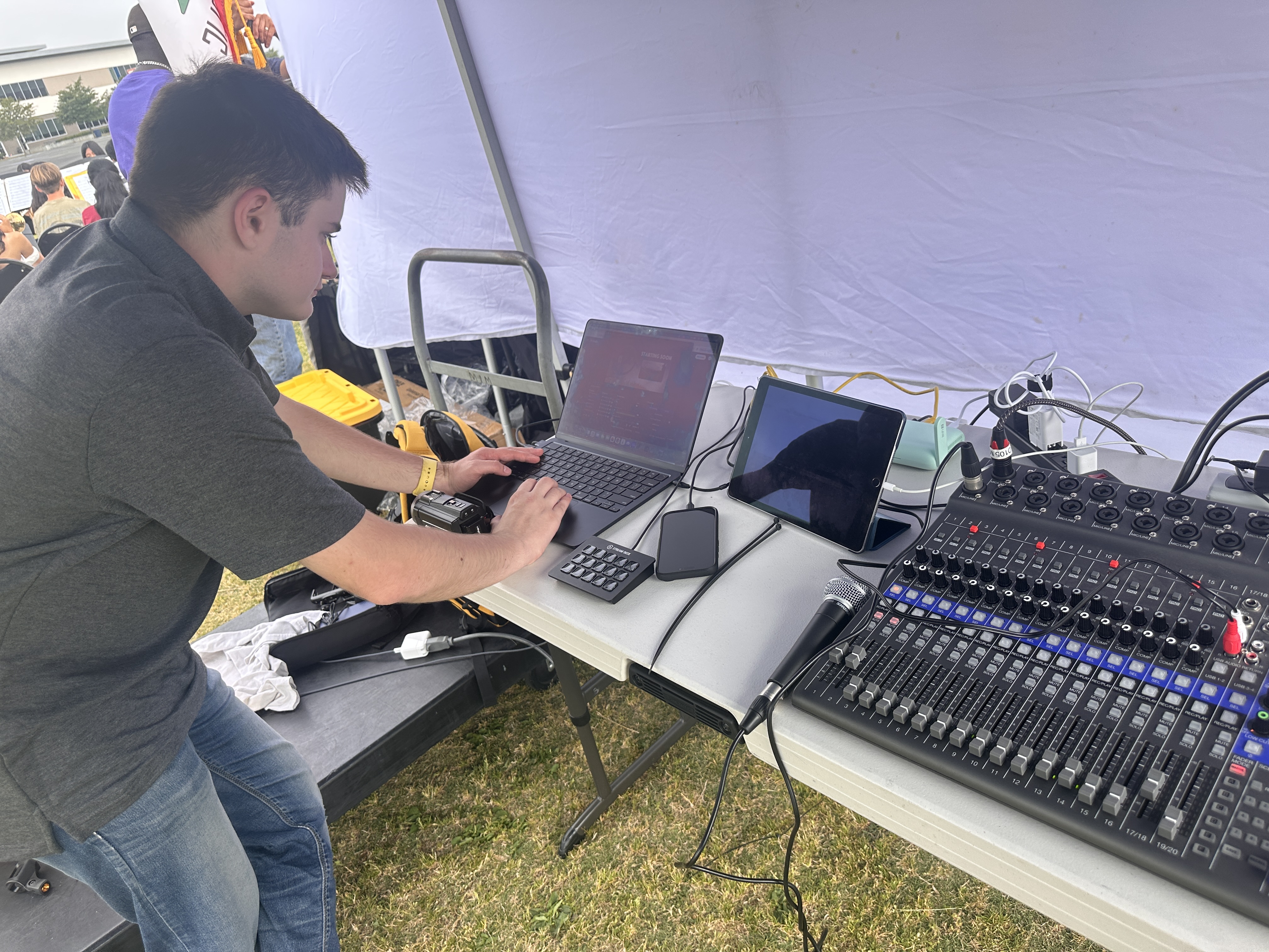 Mason Working Behind the Stage