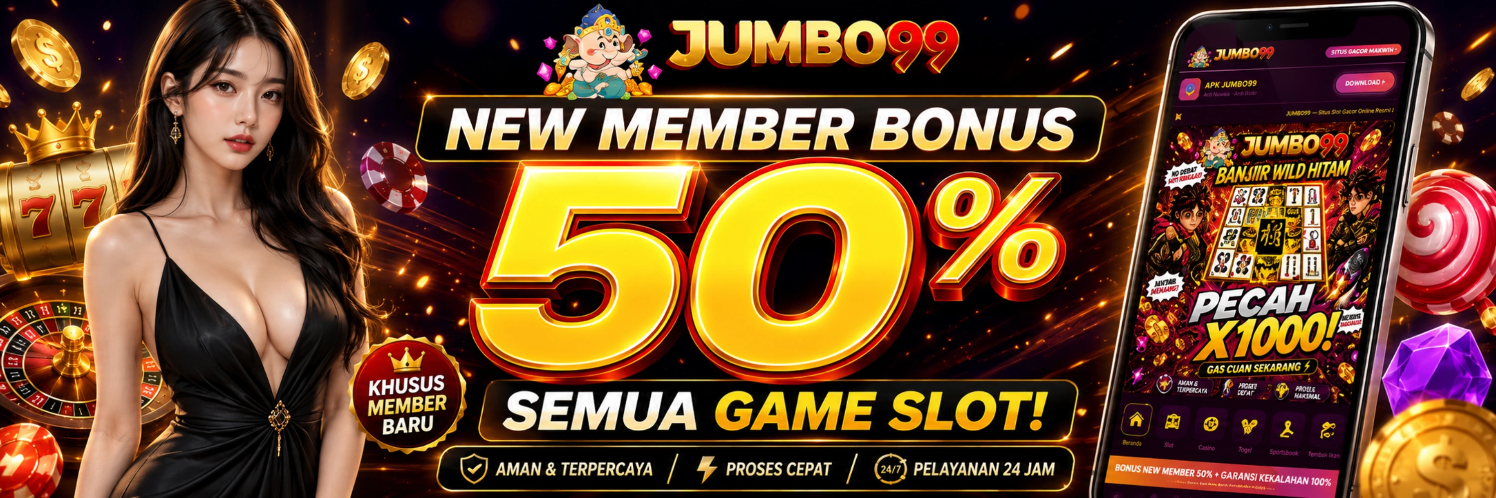 Banner Bonus Member Baru 50%
