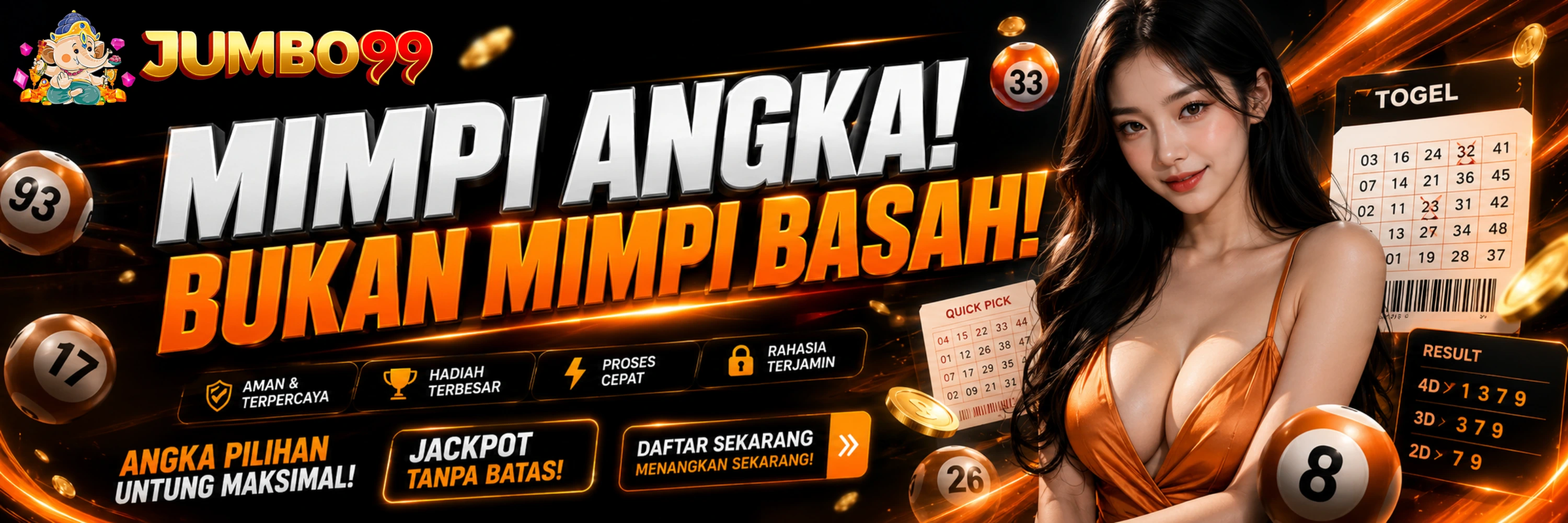 Banner Promosi Togel 3D dan 4D di Jumbo99