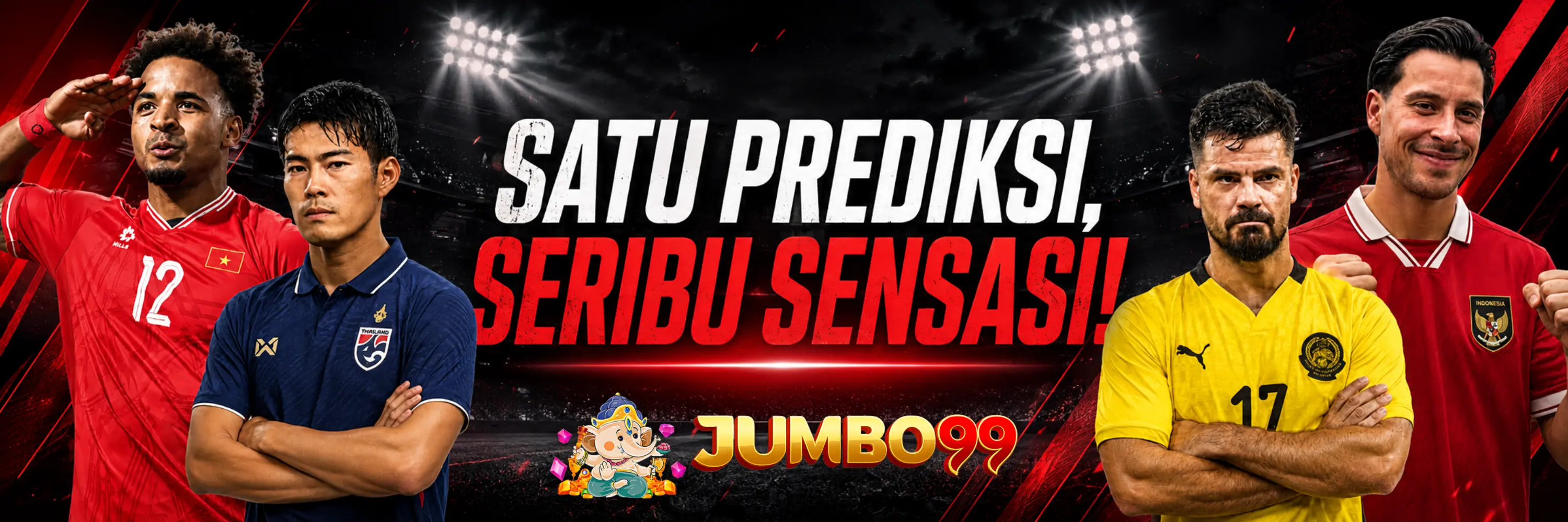 Banner Promosi Jumbo99 Bersama Pemain AFF