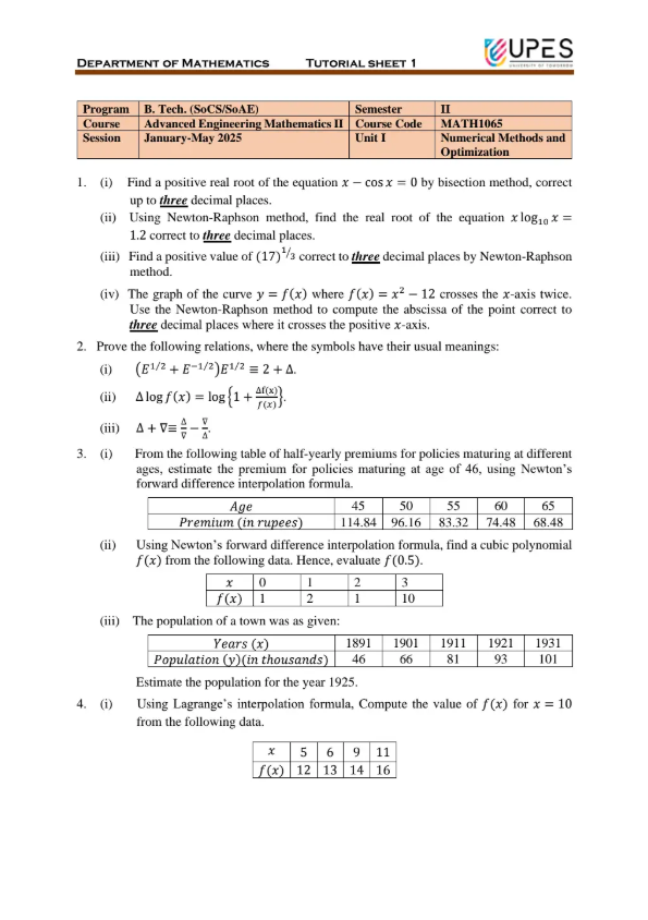 Tutorial Sheet 1