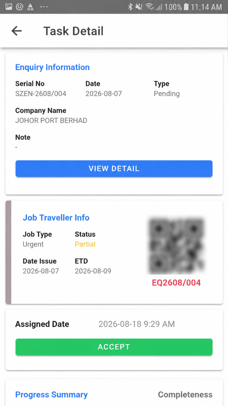 Sin Zhao Engineering — screenshot