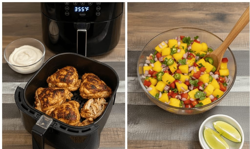 jerk chicken and salsa