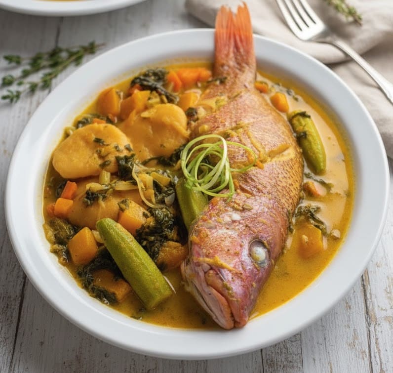 Steamed Fish and Bammy