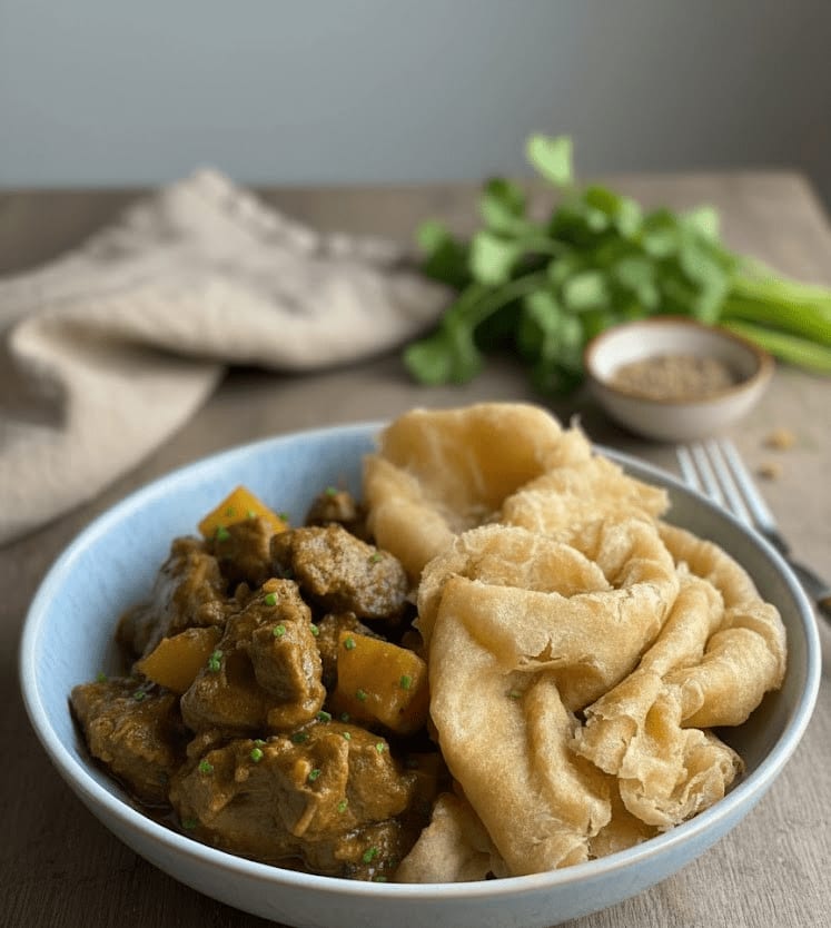 Jamaican curry chicken and roti