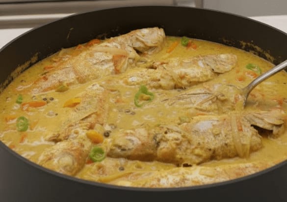 coconut curry fish plated